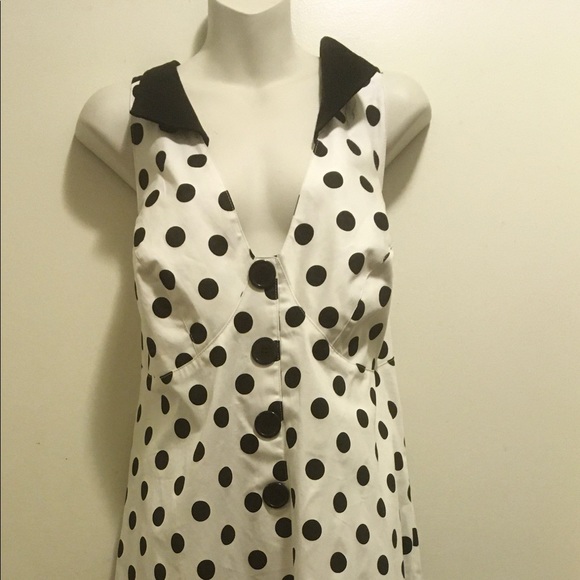 B/W Polka Dot Rock Steady Cherry Dollface Dress 3x - Picture 4 of 9